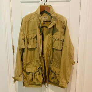 VTG LL Bean Safari Hunting Photography Military Button Shirt Jacket Large RARE